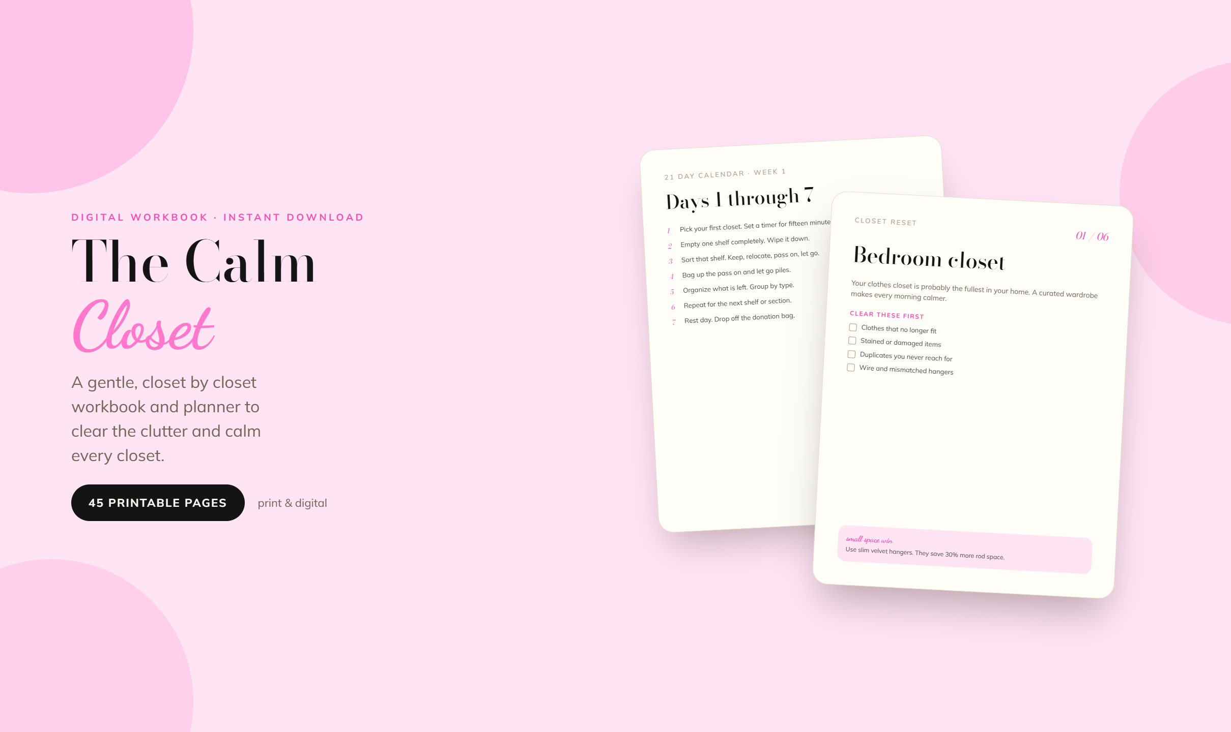 The Calm Closet workbook
