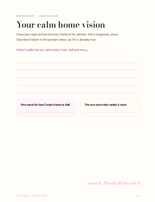 Calm home vision page