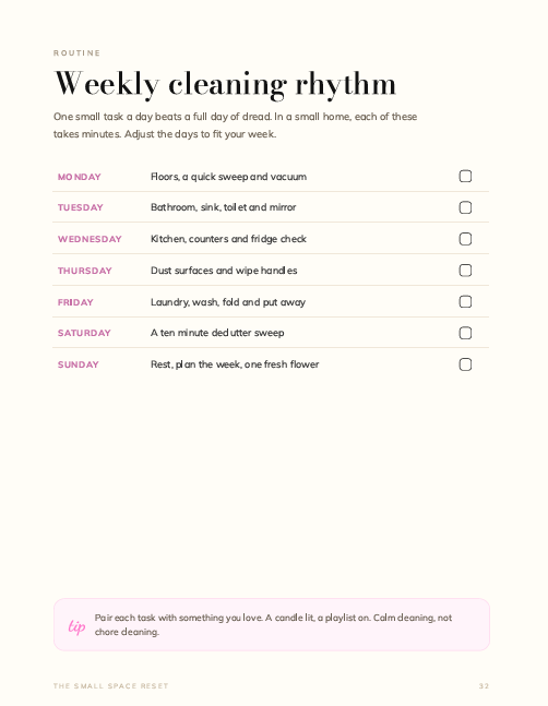 Daily routine page